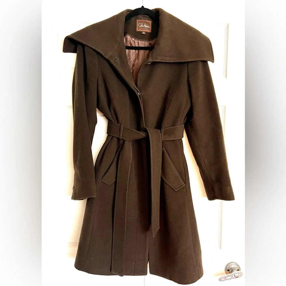 Cole Haan wool blend belted wrap coat - Size 12 - Picture 3 of 8